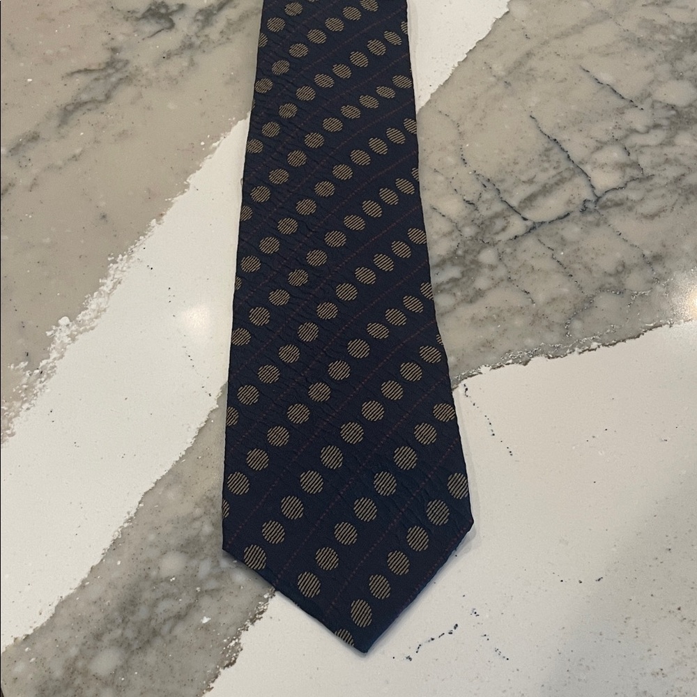 Vintage Calvin Klein Navy Tie with Circle Pattern